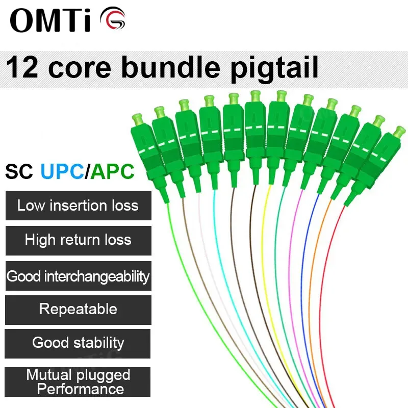 

OMTIG 12 Colors SC APC/UPC Pigtail-SM(9/125) 1M Fanout LC/UPC Fiber Optic Pigtails Fiber Optical Patch Cord/Pigtail SM Simplex