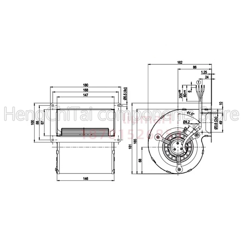 Ventilador de refrigeração original, 100% de trabalho, D2E097-BK66 48, 230V, 50Hz, 60Hz, 0,23 A, 0,25A, 50 W, 55W