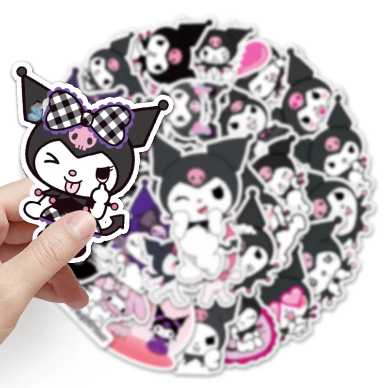 Desenhos animados adesivos para crianças, grafite DIY, decalques de anime, brinquedos para diário, laptop, bagagem, skate, divertido e clássico, Kuromi, 50PCs