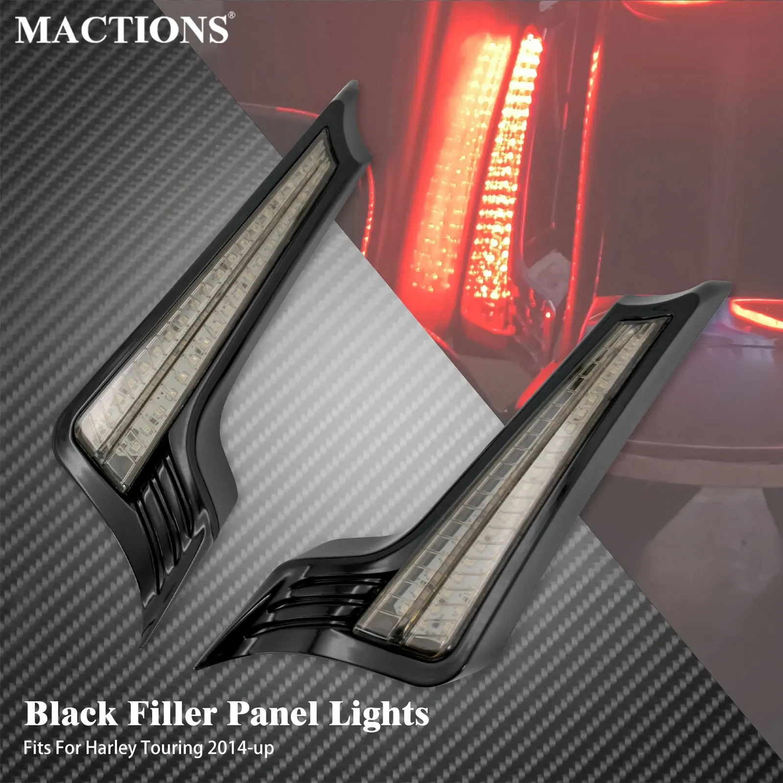 

Motorcycle Rear Fender Led Side Lights Filler Panel Turn Signal Brake Lamp For Harley Touring Street Road Glide FLTRXS 14-2023