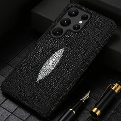 Genuine Stingray Leather Phone Case for Samsung Galaxy S 26 S26 Ultra S24 S23 S25 Plus S22 S21 A57 A56 A55 5G Luxury Back Cover