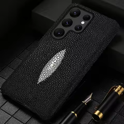 Genuine Stingray Leather Phone Case for Samsung galaxy S 25 S25 Ultra S24 S23 Plus S22 S21 S24Ultra A55 5G Luxury Back Cover