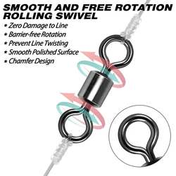 50 pcs Bearing Swivel Fishing Connector Stainless Steel Carp Snap Fishhook Lure Solid Ring Swivel Tackle Equipment Accessories