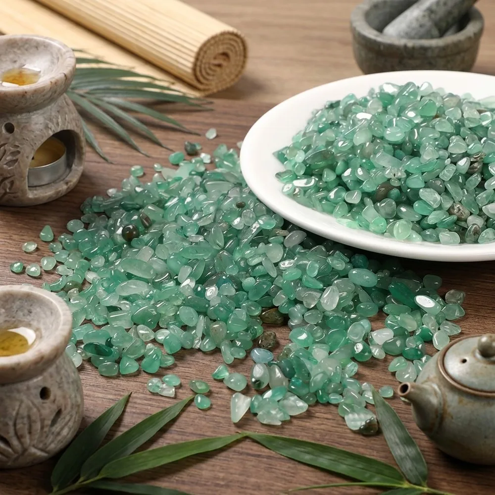 Natural Green Aventurine Chips Bulk 3-12mm, Tumbled Stone Nuggets for Crystal Grids, Healing Reiki, Jewelry Making &