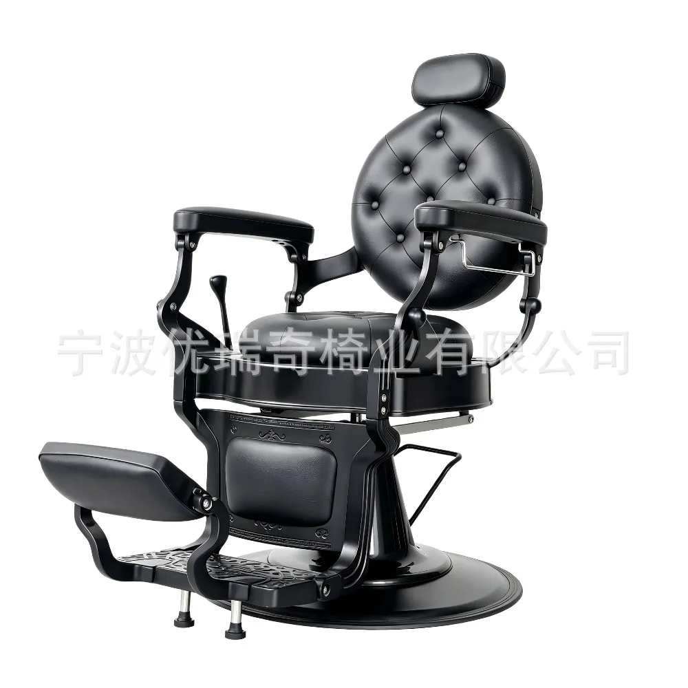 CX all-black hydraulic reclining hairdressing chair, light luxury hairdressing chair rotates 360 degrees