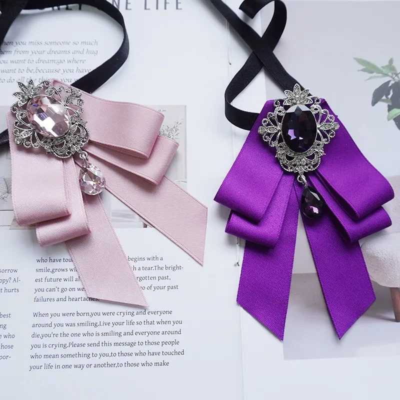 Men's Women's Collar Flowers Business Banquet Wedding Host Suit Shirts Bows Korean British Handmade Ribbon Rhinestone Bow Ties