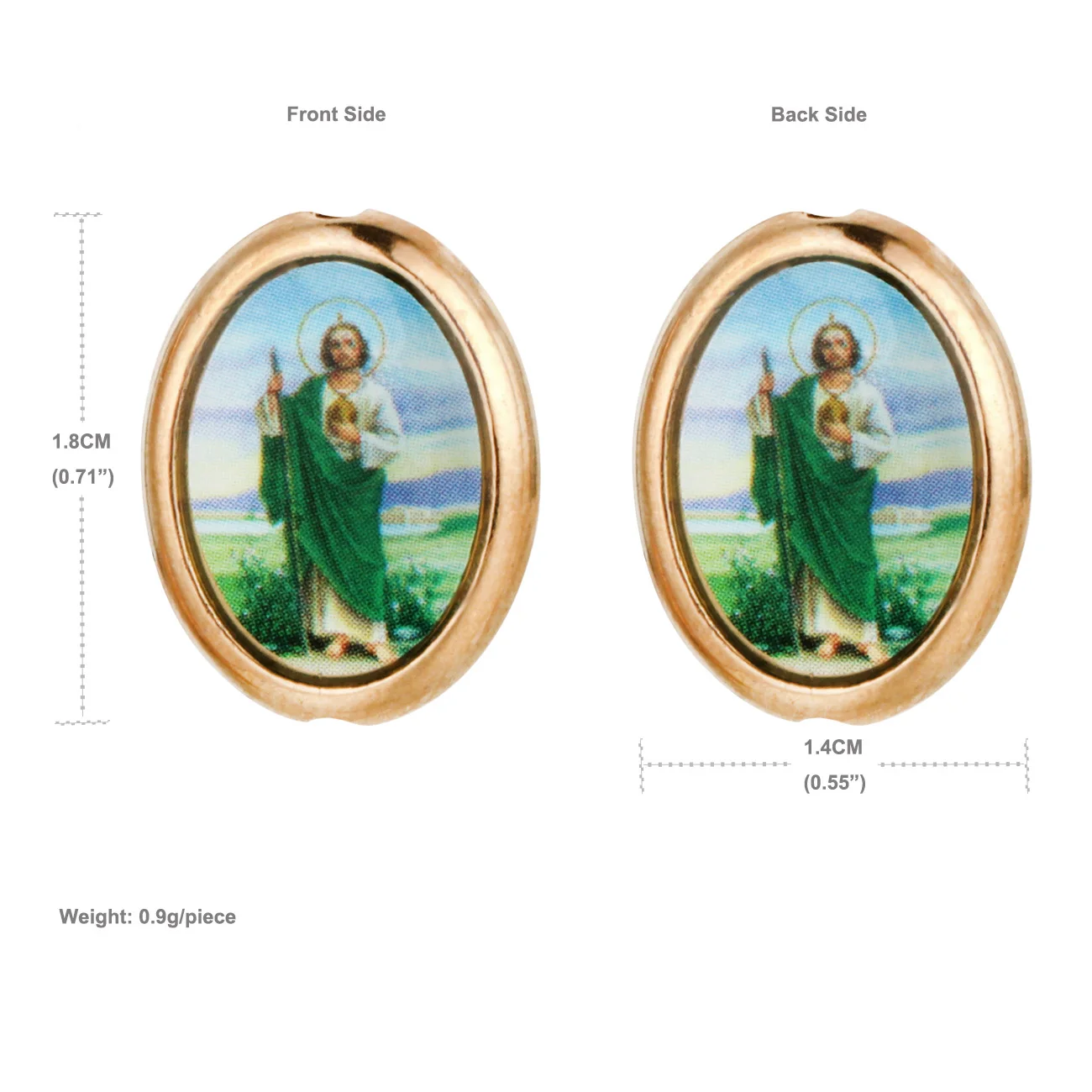 10pcs Catholic St.Jude Icon Beads Oval Shaped Patron Saint Jude Charms Bead for Jewelry DIY Rosary Making Accessories