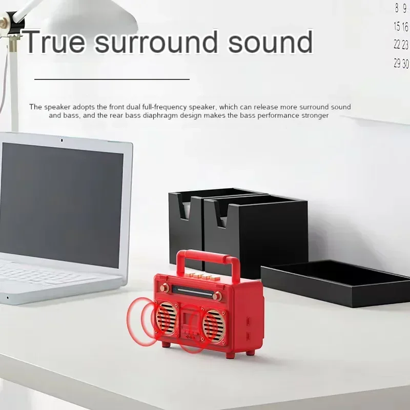 Portátil Retro Mini Bluetooth Speaker, Multi-funcional Wireless Outdoor Speaker, Small USB Insert Card, Radio Stereo, Alta qualidade