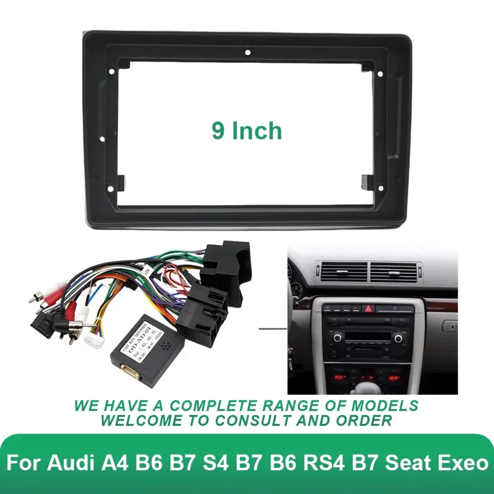 9 Inch Car Fascia Frame Adapter Canbus Box Decoder Android Radio Dash Fitting Panel Kit For A4 B7 S4 RS4 B6 Seat Exeo