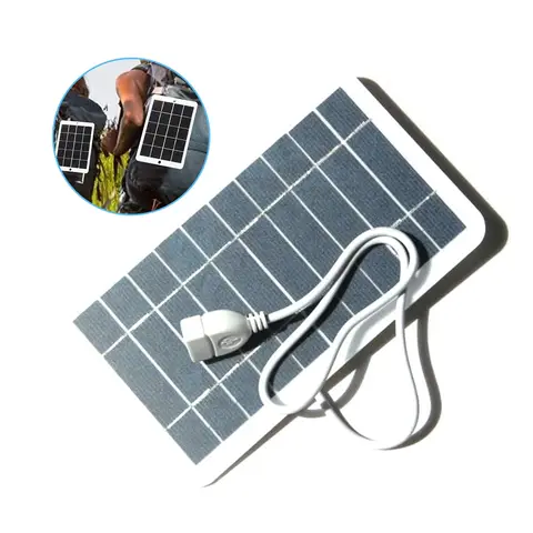 휴대용 태양광 충전 패널 – USB 안전 충전기 및 배터리 충전기, 야외용 5V 5W 모바일 보조 배터리 충전기
