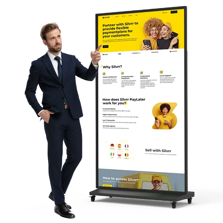 HUSHIDA 75 86 Inch Modern Advertising Led Screen Indoor Lcd Digital Signage Touch Screen Kiosk