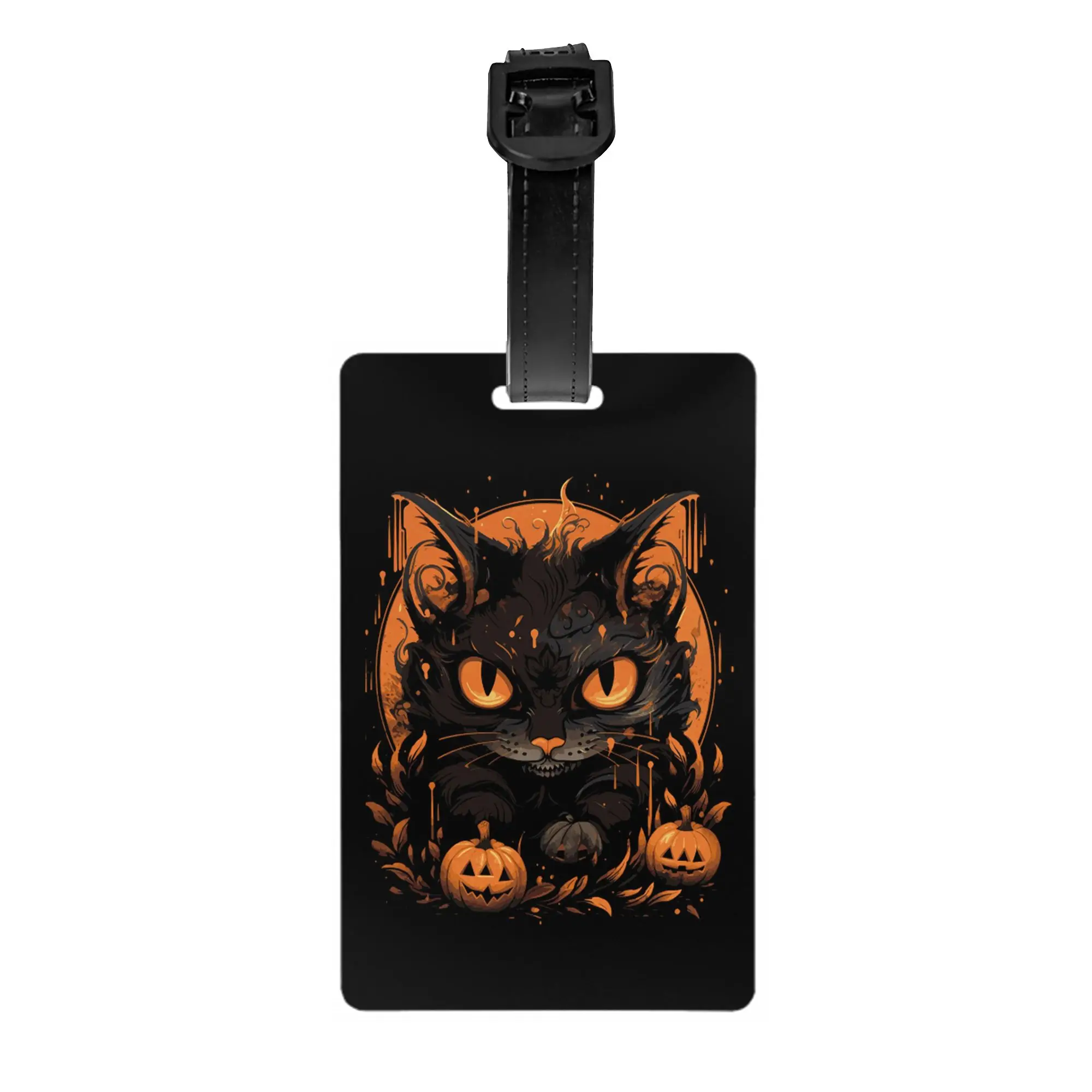 Halloween Black Cat Pumpkins Luggage Tag for Suitcases  Privacy Cover ID Label