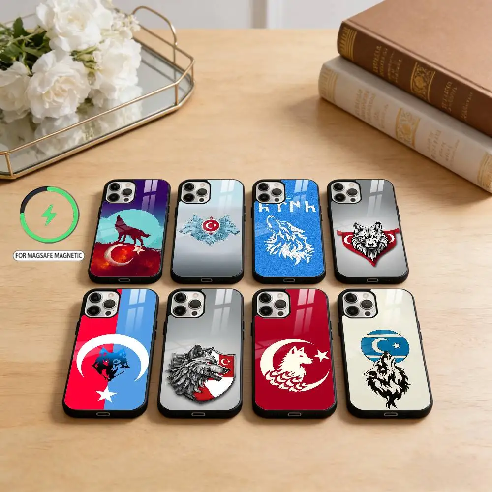 

Turk Wolf Turkey Flag Phone Case For iPhone17,16,15,14,13,12,11 Plus,Pro Max Magnetic For Magsafe Wireless Charging