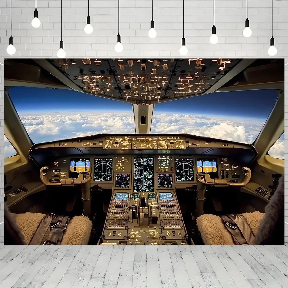 Multifunktionales Flugzeug-Cockpit-Banner-Hintergrundtuch, geeignet für Fotografie-Hintergründe von Hochzeiten und Geburtstagsfeiern