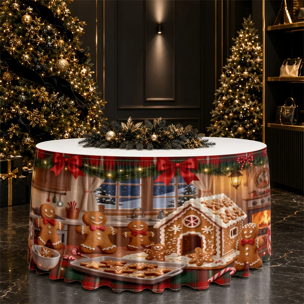 Christmas kitchen scene, indoor holiday decorations, coffee table centerpiece in the dining room and living room