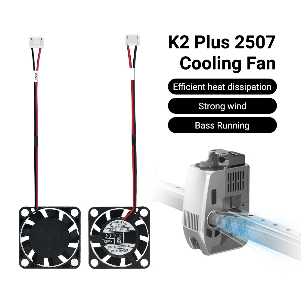 

Creativity For K2 Plus Throat Cooling Fan 2507 K2 Plus Axial Flow Fan_3010_12K±10%_L85 Replacement 3d Printer Accesoires