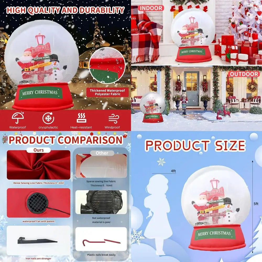 

6-футовые надувные рождественские украшения Санта-Снеговика на открытом воздухе со светодиодной подсветкой для лужайки и садовых праздничных вечеринок