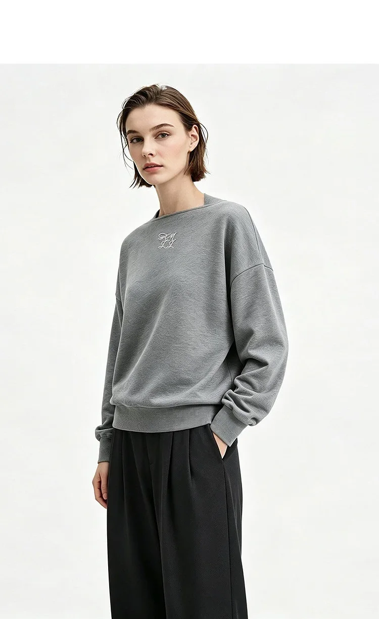 Amii Women's Oversize Sweatshirt Long Sleeve Letter Graphic Drop Shoulder Casual Loose Tops 2026 Autumn Female Clothing 12623134