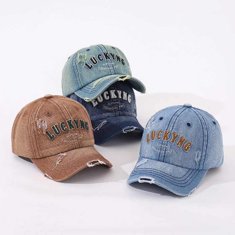 

American Children Denim Baseball Cap Fashion Retro Kids Duckbill Caps Embroidered Letter Cowboy Peaked Hat 2-8Year Baby Visors