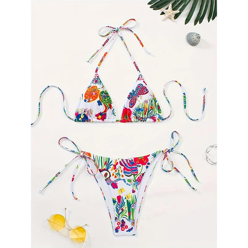 

2025 Printed Two-Piece Swimsuit for Women Bikini New European and American Hot-Selling Tight-Fitting Push-Up Pure Desire Sty