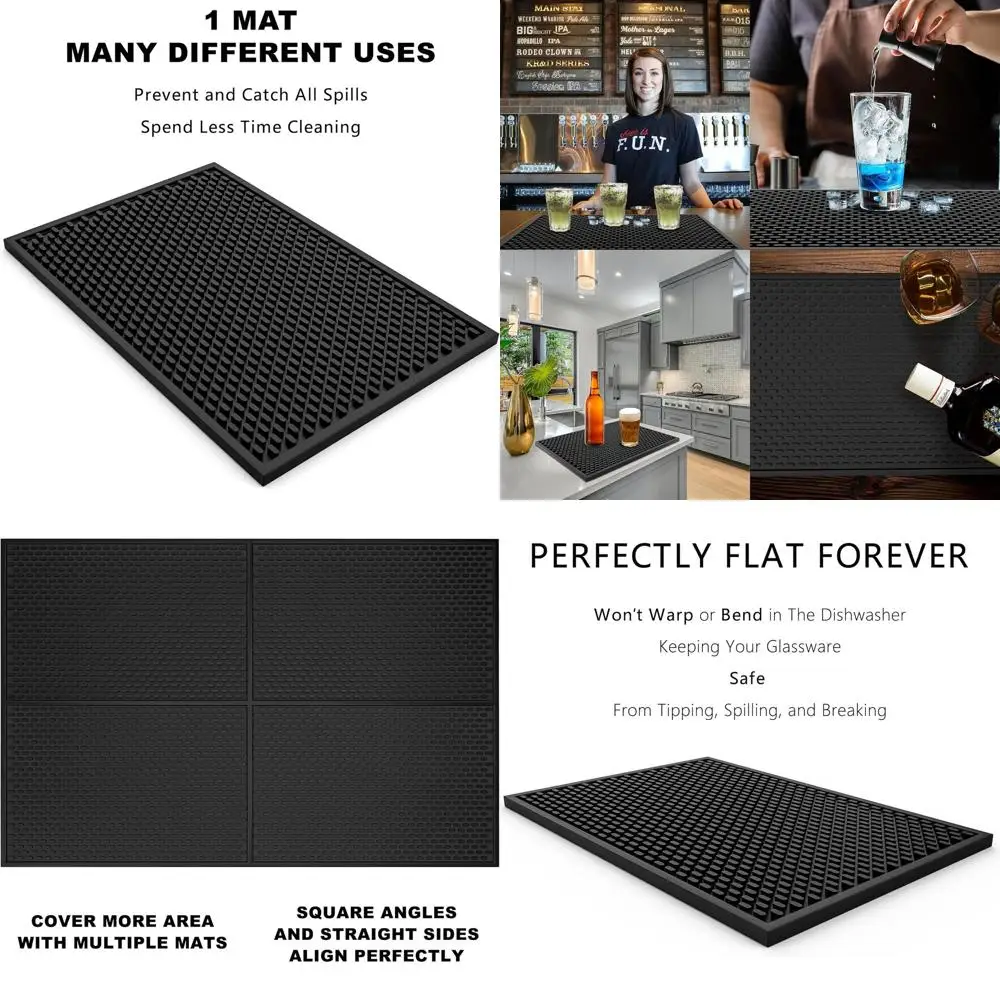 

Набор силиконовых ковриков для бара - толщина 1/2 дюйма, термостойкие, 18x12 дюймов, защита от проливаний для кухни и бара