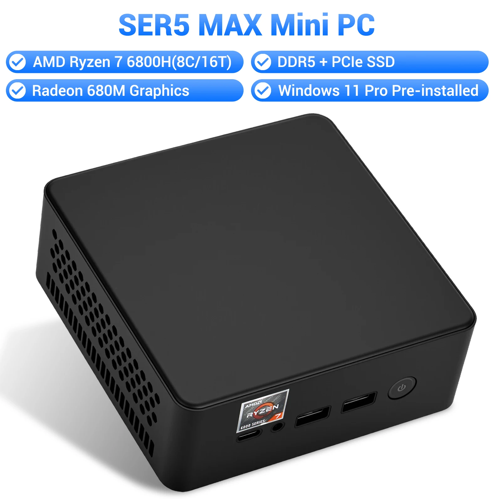 SZBOX Z68 كمبيوتر صغير AMD Ryzen 7 6800H VS 6600H 5825U DDR5 16GB RAM 512GB SSD PCIe 3.0 M.2 2280 NVMe Wifi6 BT5.2 كمبيوتر الألعاب