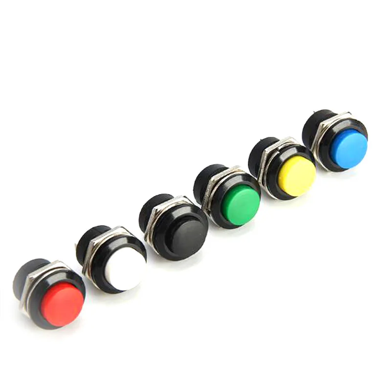 10pcs Push Button Switch Button Jog Switch R13-507 16MM Red Green Round Lockless Reset Switch