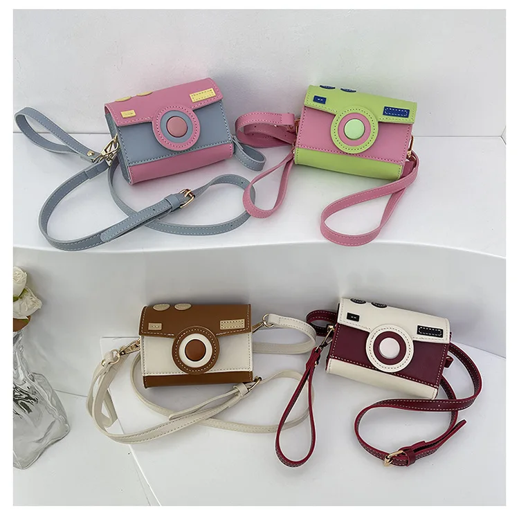 Camera Unique PU Shoulder Girls Crossbody Bags Casual Mini Contrasting Colors Crossbody Bag Shoulder Bag Purse Messenger Bags