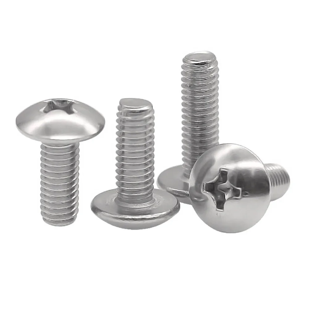 316 Stainless Steel Cross Recessed Mushroom Big Flat Head Machine Screw M3 M4 M5 M6 Phillips Truss Head Marine Grade Screws