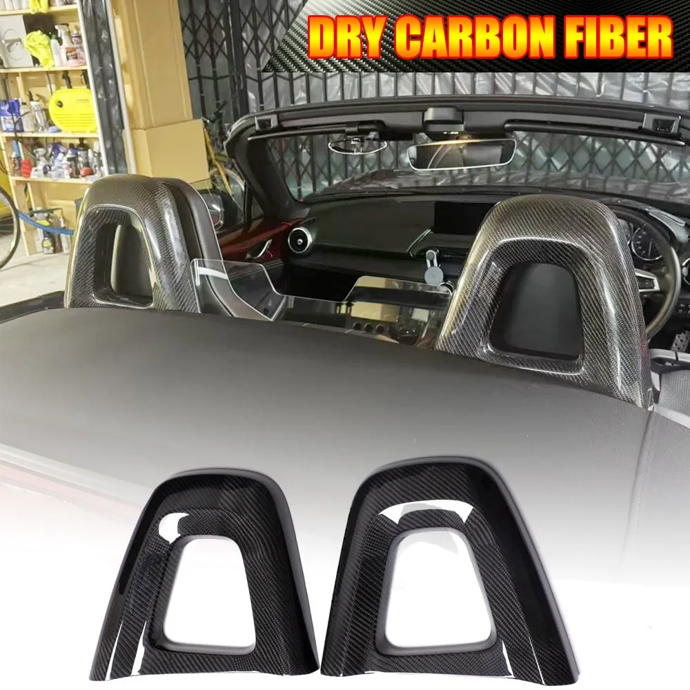 For Mazda MX5 MX-5 Miata ND 16-24 Dry Carbon Fiber Seat Headrest Back Cover 2PCS