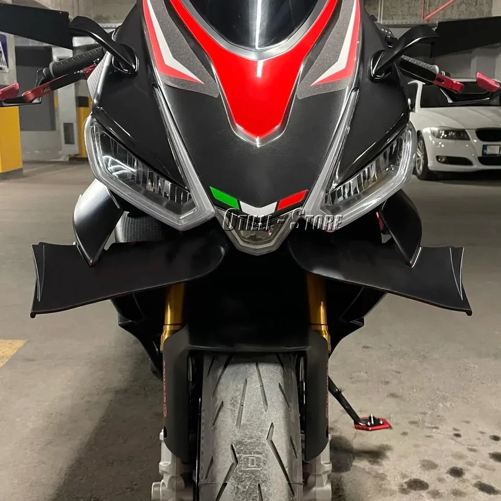 

Motorcycle Accessories Winglet Aerodynamic Wing Kit Black Air Deflector Spoiler Front Fairing For Aprilia RS660 RS 660 rs660