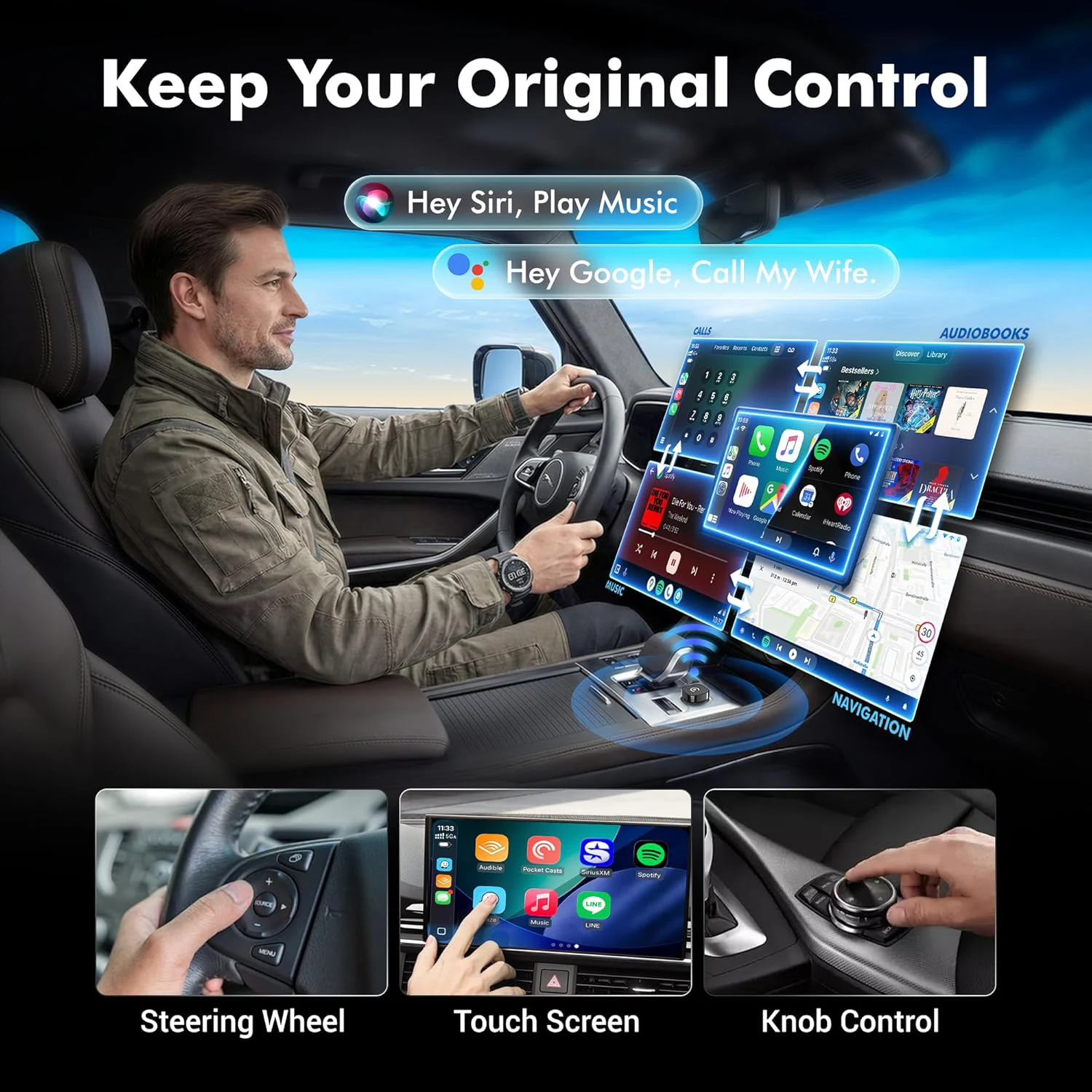 Picture 6: 2 in 1  Wireless CarPlay Adapter - Fast Auto-Connect, Stable Connection, Mini Size Plug & Play Adapter for iPhone & Android Auto