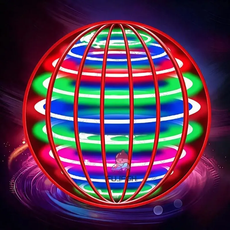 Magischer Fliegender Ball Bumerang LED-Lichter Schwebender Drohnen-Orb-Spinner 360 ° Rotierendes Leuchtendes Fidget-Spielzeug für Jugendliche und Erwachsene, Geschenk, Spaß