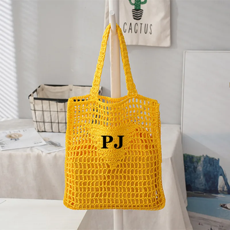 Custom Monogram Summer Beach Travel Bags Raffia Straw Wicker Totes Bag Paris Fashion Women Woven Shopping Bag Hollow Out Handbag