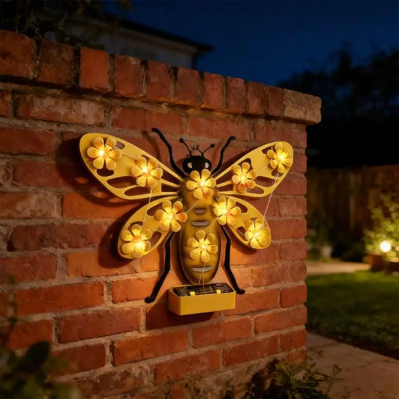 

Solar Beecolonycolony Metal Wall Art Light,Waterproof LED Flower Wall Lamp,Outdoor Suspending Sculpture for Garden Yard Y5GB