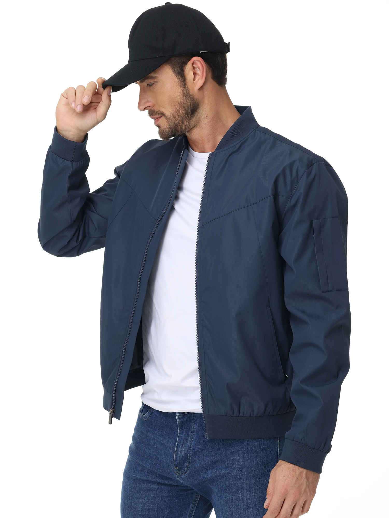 Men's Lightweight Windbreaker Jacket Causal Fashion Stylish BaseBall Coat with Side Inner Pocket for Work Golf Fishing 5