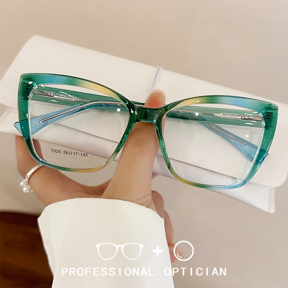 Large Large Frame Cat's Eye Prescription Glasses Women Stylish Design Progressive Optical Eyewear Anti-Blue Light Myopia Eyeglasses - Aliexpress Deal