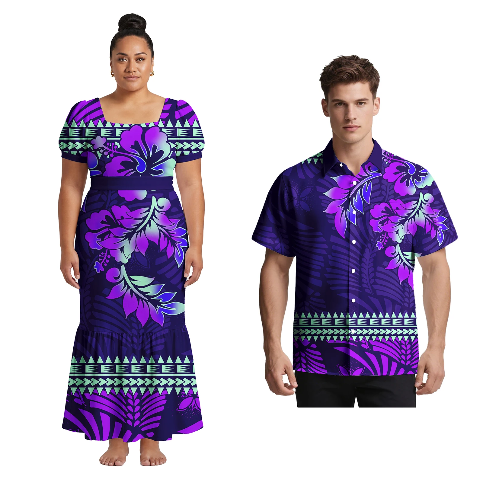 New Style Design Women Deep V Neck Off the Shoulder Dress Custom Tonga Polynesian Print Long Maxi Dress Mermaid Prom Dress