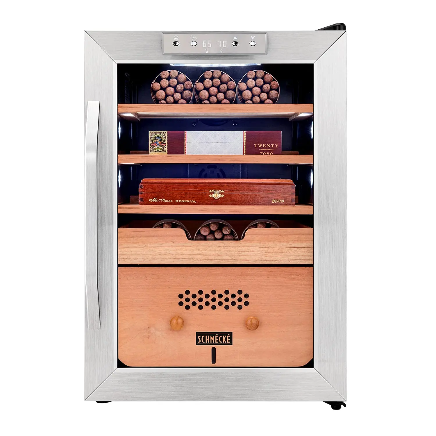 

300 Cigar Cooler Humidor with 3 in 1 Precise Cooling, Heating & Humidity Control, Stainless Steel Trim Finish Cabinet,, Custom