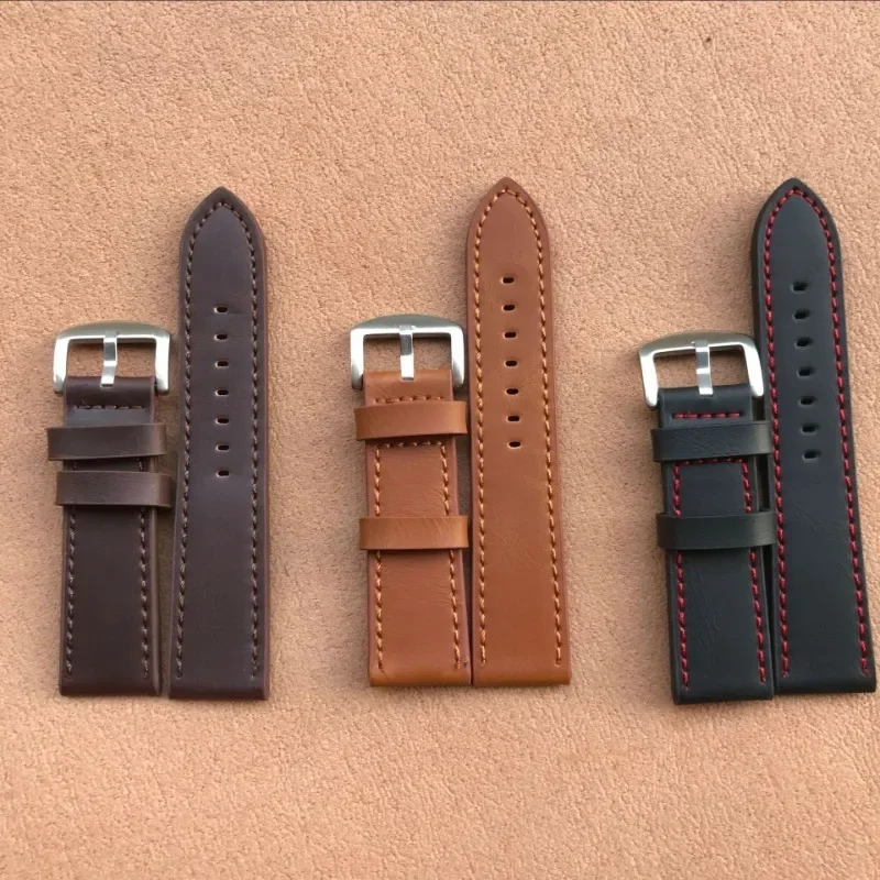 18mm 20mm 22mm 24mm Women Men Watchband Genuine Leather Watch Bands Straps Watch Accessories Coffee Black Belt Strap Raplacement