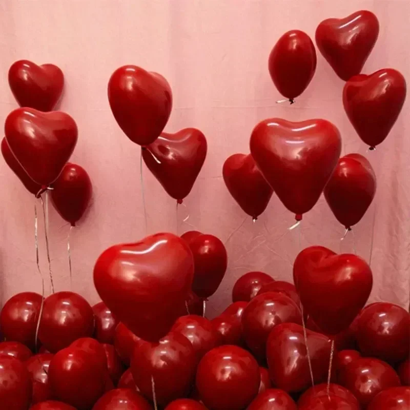 Red Heart Latex Balloon Inflatable Love Shaped Balloons Romantic Valentine's Day Birthday Wedding Party Decor Supplies Wholesale