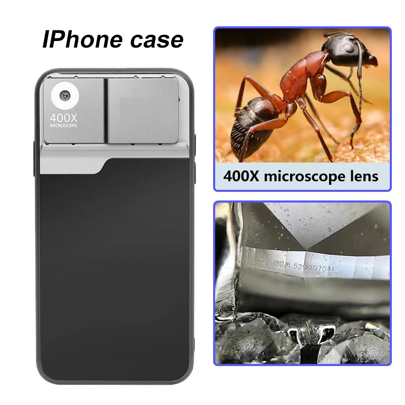 400X Magnification Microscope Phone Case for iPhone 13/14/15/16 pro Max Functional Microscopic Photography Accessory