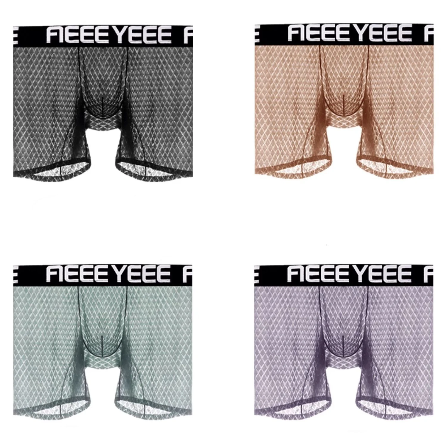 Men's Extra Long Boxer Briefs Ultra Thin Ice Silk No Trace Quick Drying Breathable Anti-Abrasive Legs