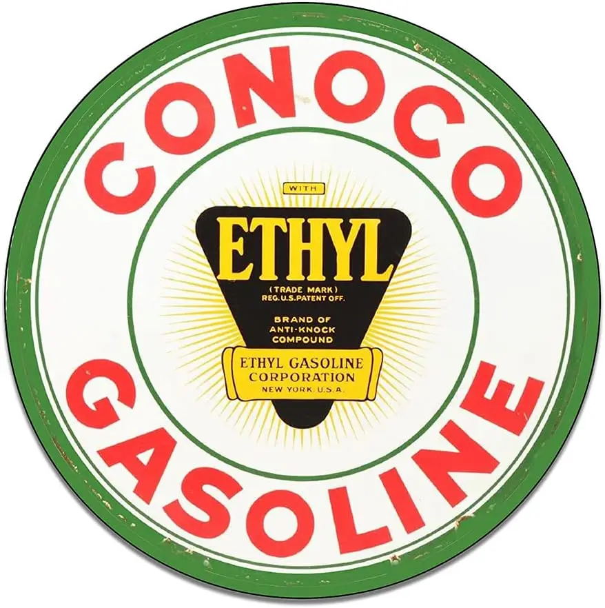 Conoco Gasoline Ethyl Gasoline Corporation Motor Oil Reproduction Car Company Garage Signs Metal Vintage Style Decor Metal Tin A