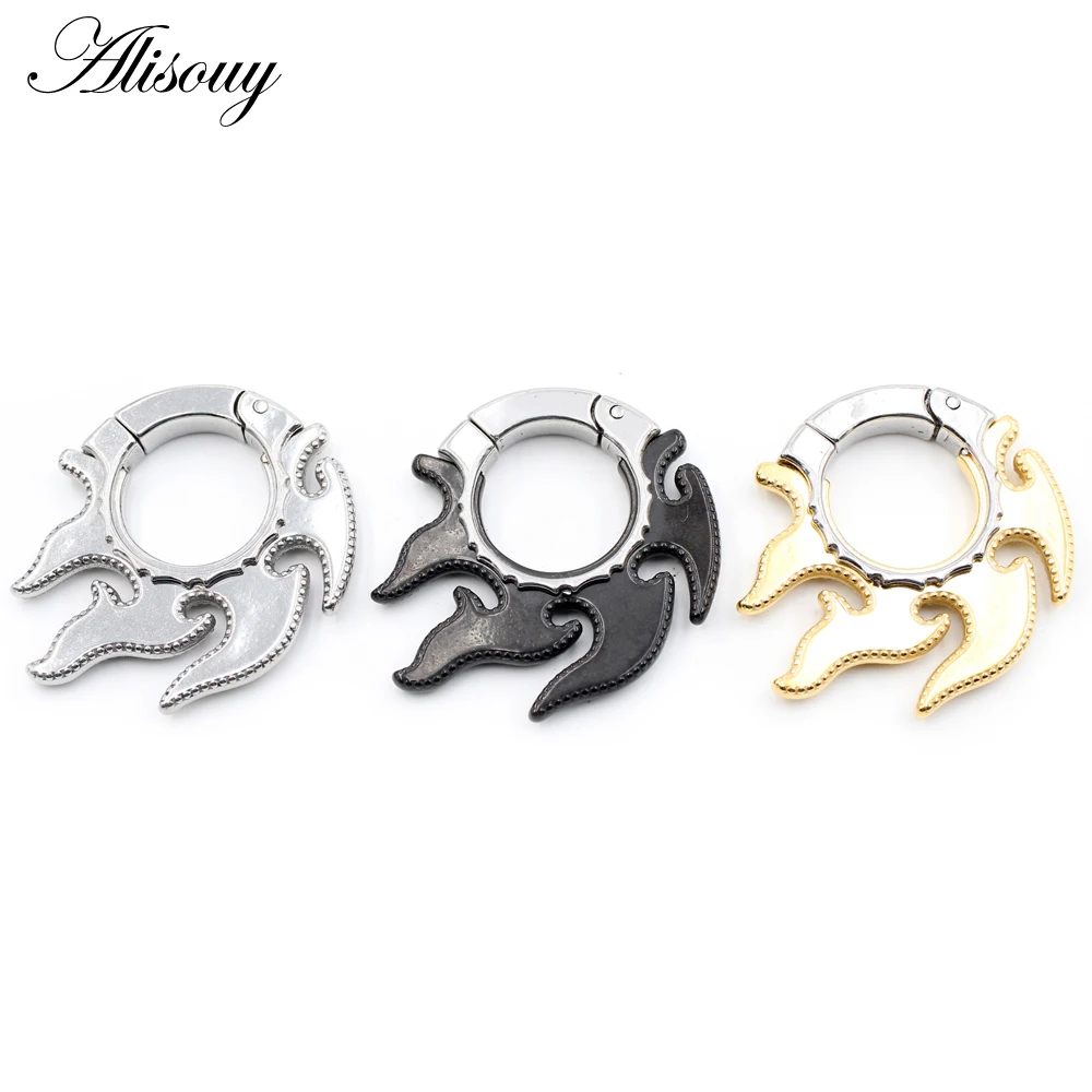 Alisouy 1PC Stainless Steel Windy Flame Wheels Ear Weights Heavy Expander Stretcher Plugs Gauges Earrings Body Piercing Jewelry