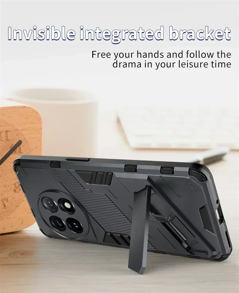 Für OnePlus 11 5G Fall Stoßfest Rüstung Telefon Fällen Für One Plus 11 11R OnePlus 11 OnePlus 11R 5G Magnetische Halter Stehen Zurück Abdeckung