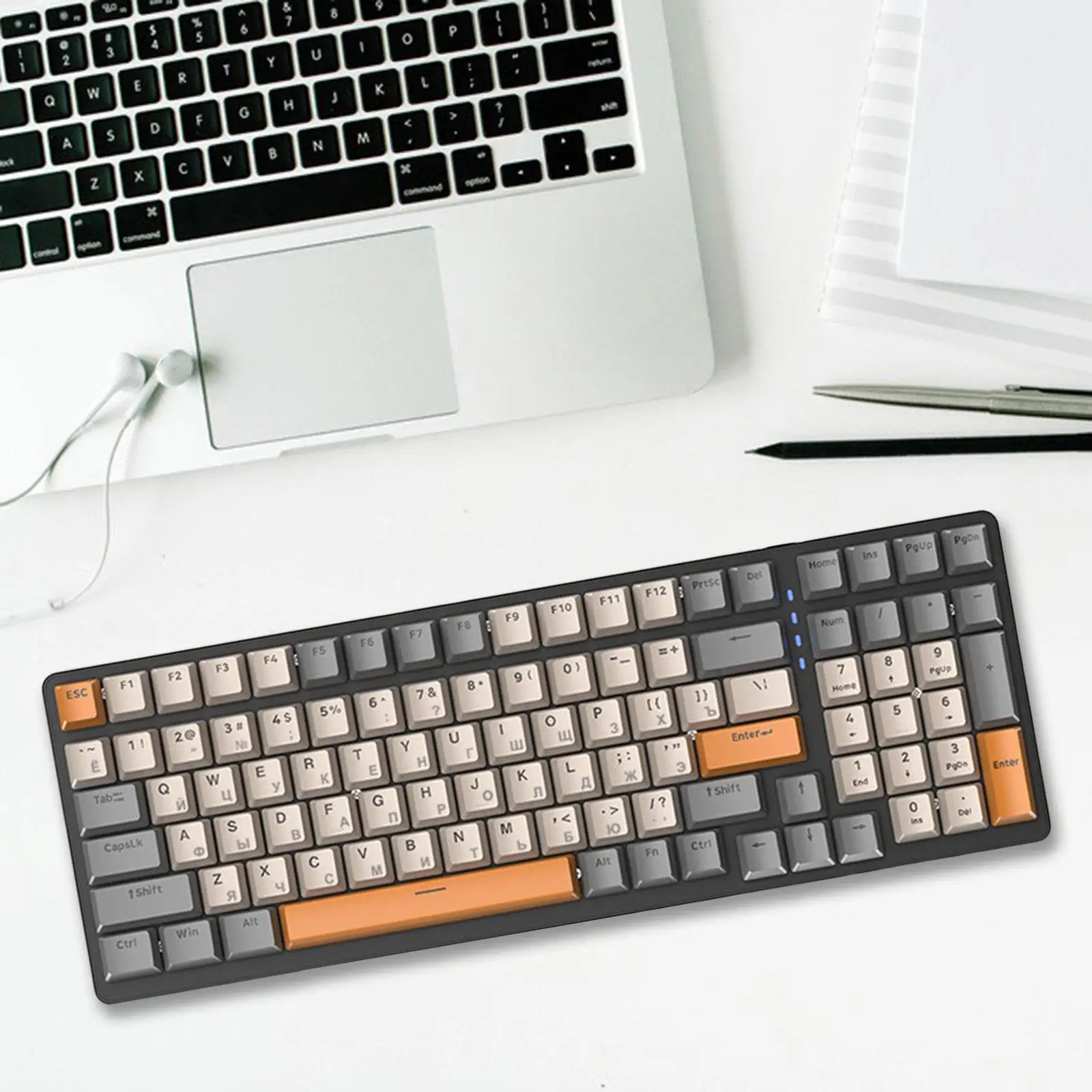 Portable Russian Mechanical Keyboard 100 Keys Type C Interface Wired Backlit Ergonomic For Gamers Simplified Body Size