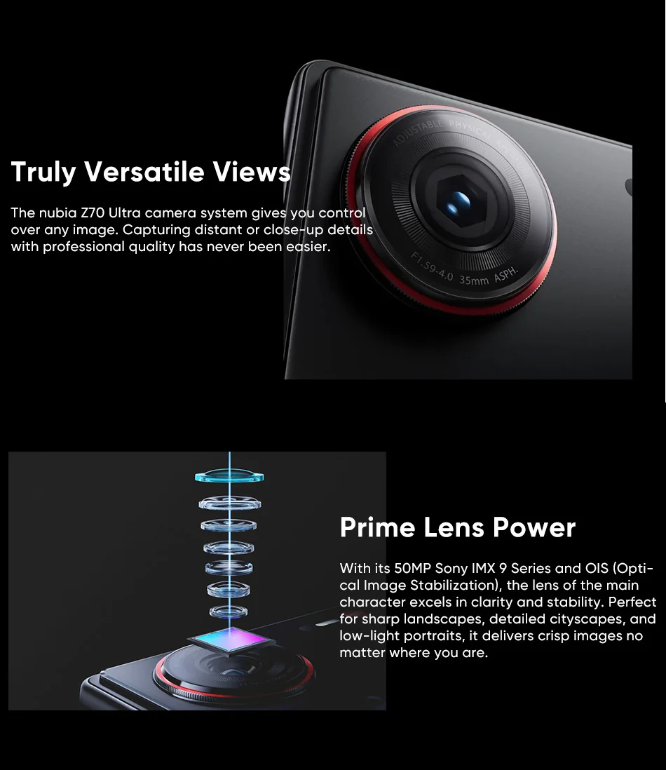 nubia Z70 Ultra 5G Global Smartphone Version Snapdragon 8 Elite '144Hz OLED Display mAh Akku 64MP Kamera Android 15 – Detail 19