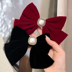 1pc New Year's Red Bow Hairclip Wedding Bridal Headwear Engagement Toast Dress Hair Accessories New Year Hair Clip
