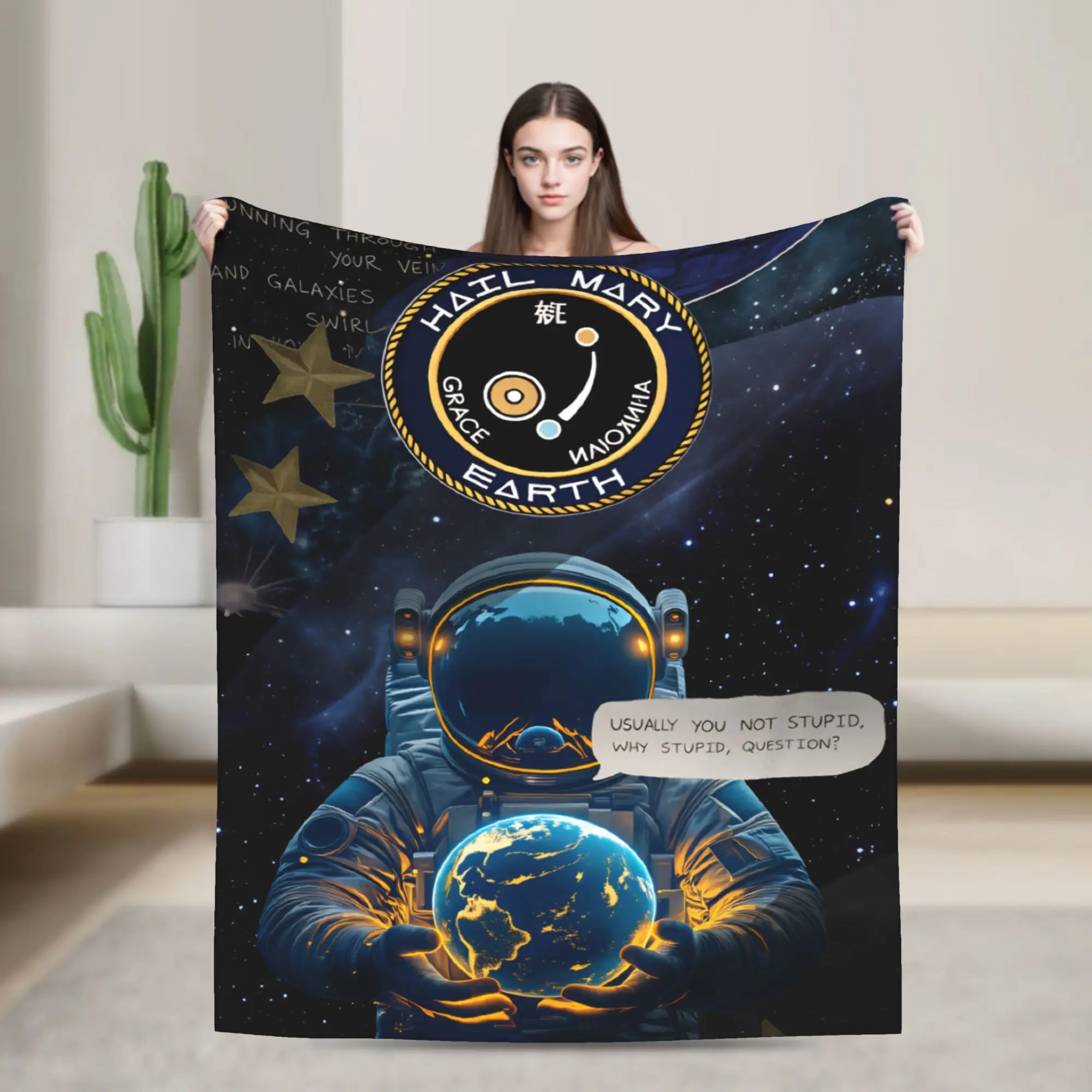 Soft Warm Blanket Picnic Project Hail Mary Throw Blanket  Flannel Bedspread For Couch Chair Graphic Sofa Bed Cover